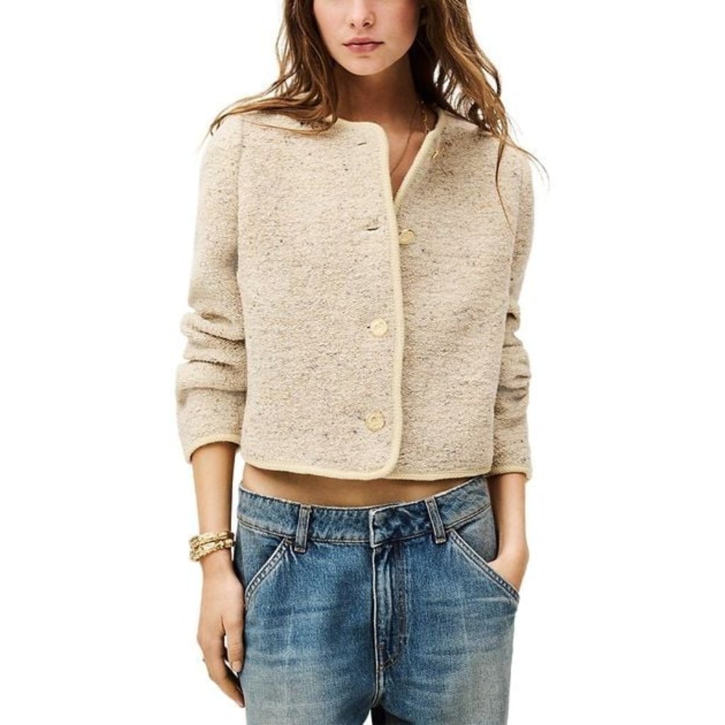 Ba&Sh Deredith Cropped Wool Ecru Jacket